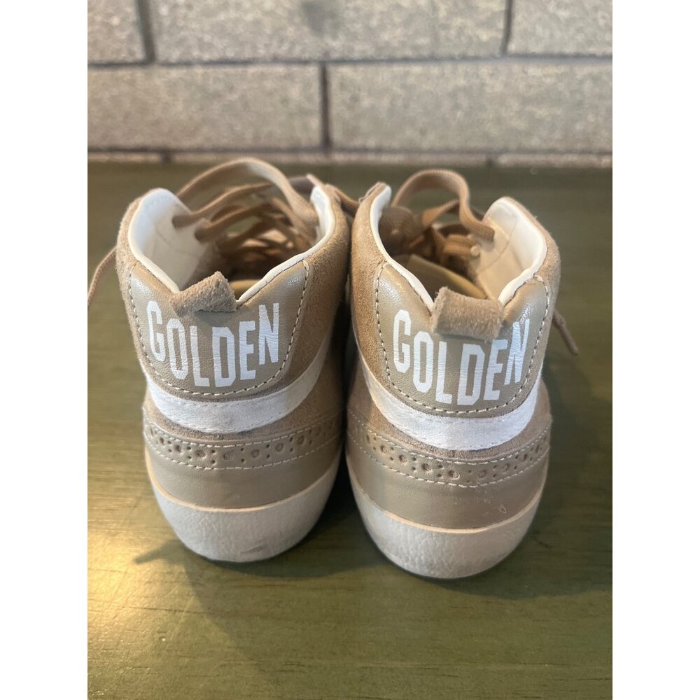 Golden Goose Mid Star Beige Glitter Sneakers Womens Suede & Leather NWOT - Picture 15 of 16